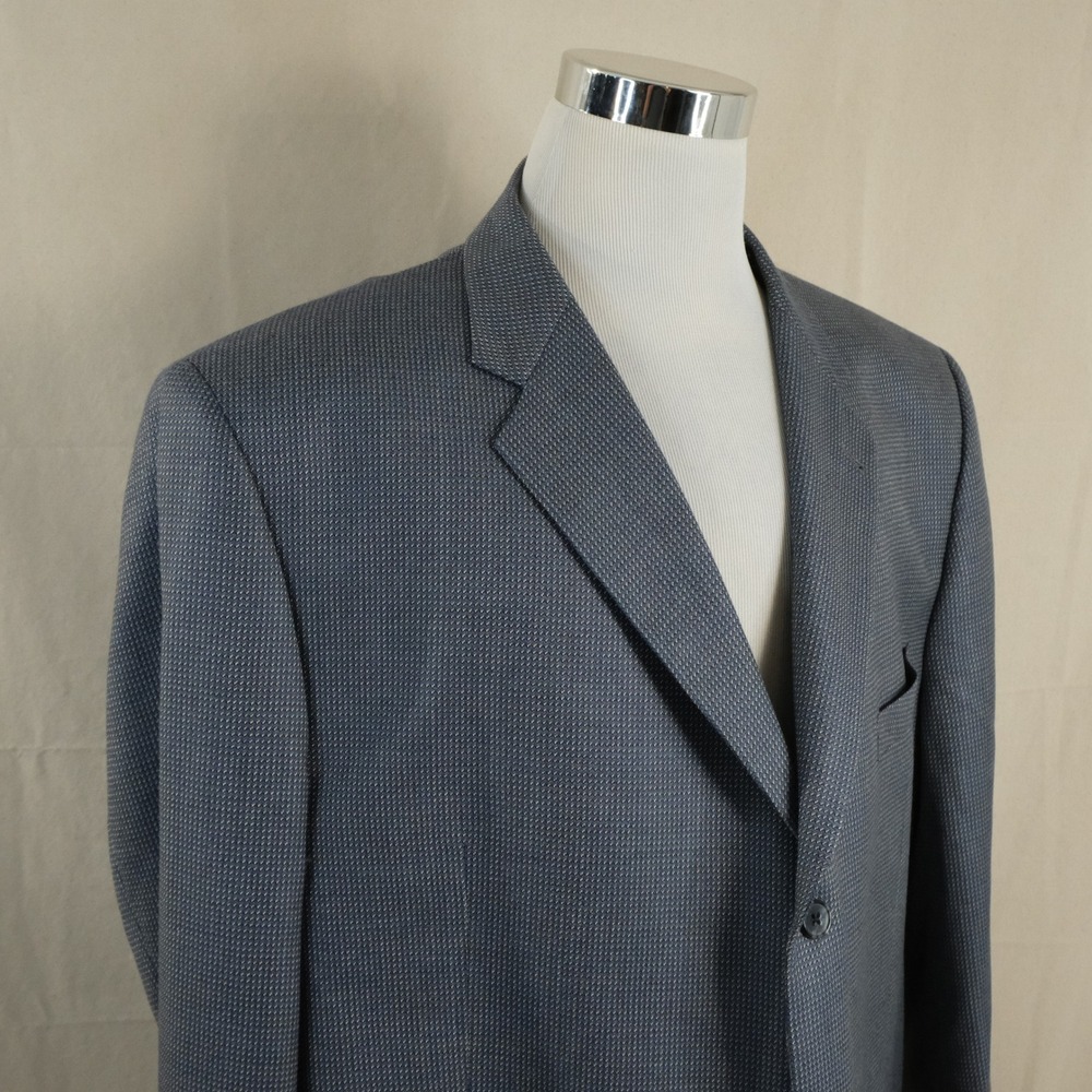 Joseph Abboud 52L Sport Coat Wool Silk Blend Blue Knit Three Button Formal